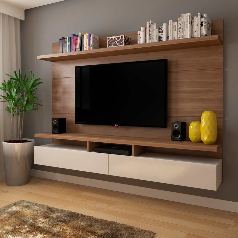 Painel para TV até 60 Polegadas Zeus Natural e Off White