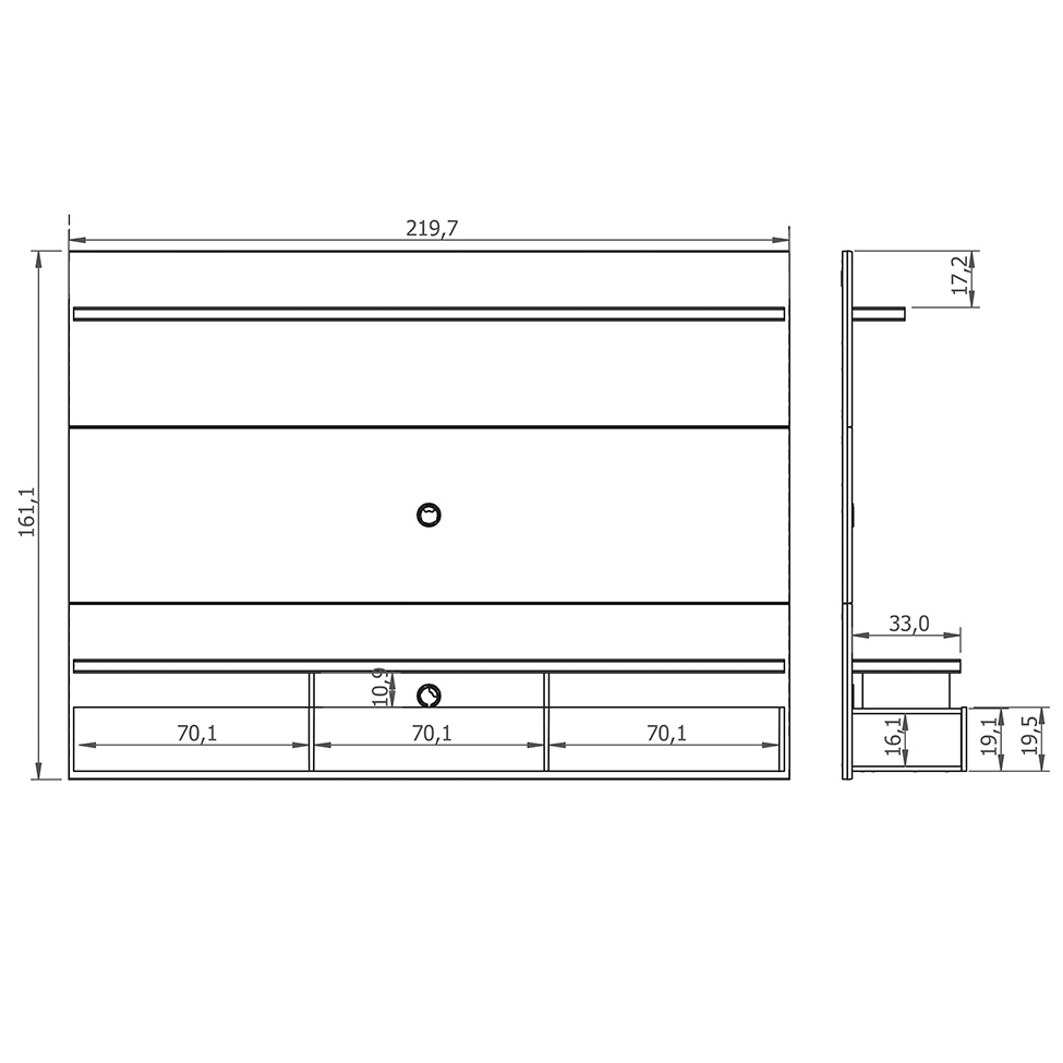 Painel para TV até 60 Polegadas Zeus Natural e Off White