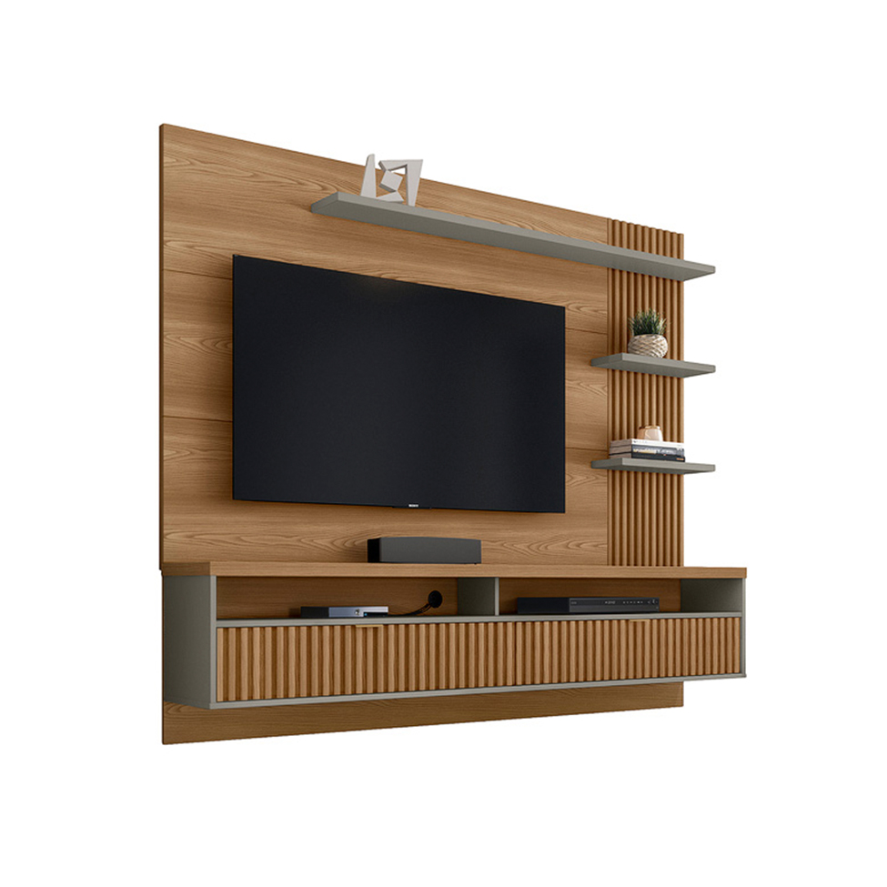Painel para TV até 65 Polegadas Araruna Amêndoa e Titânio