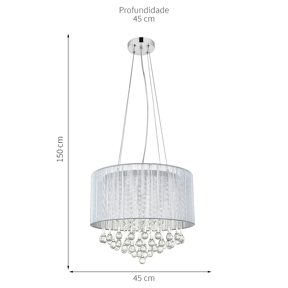 Pendente de Cristal com Fio Satinado Branco