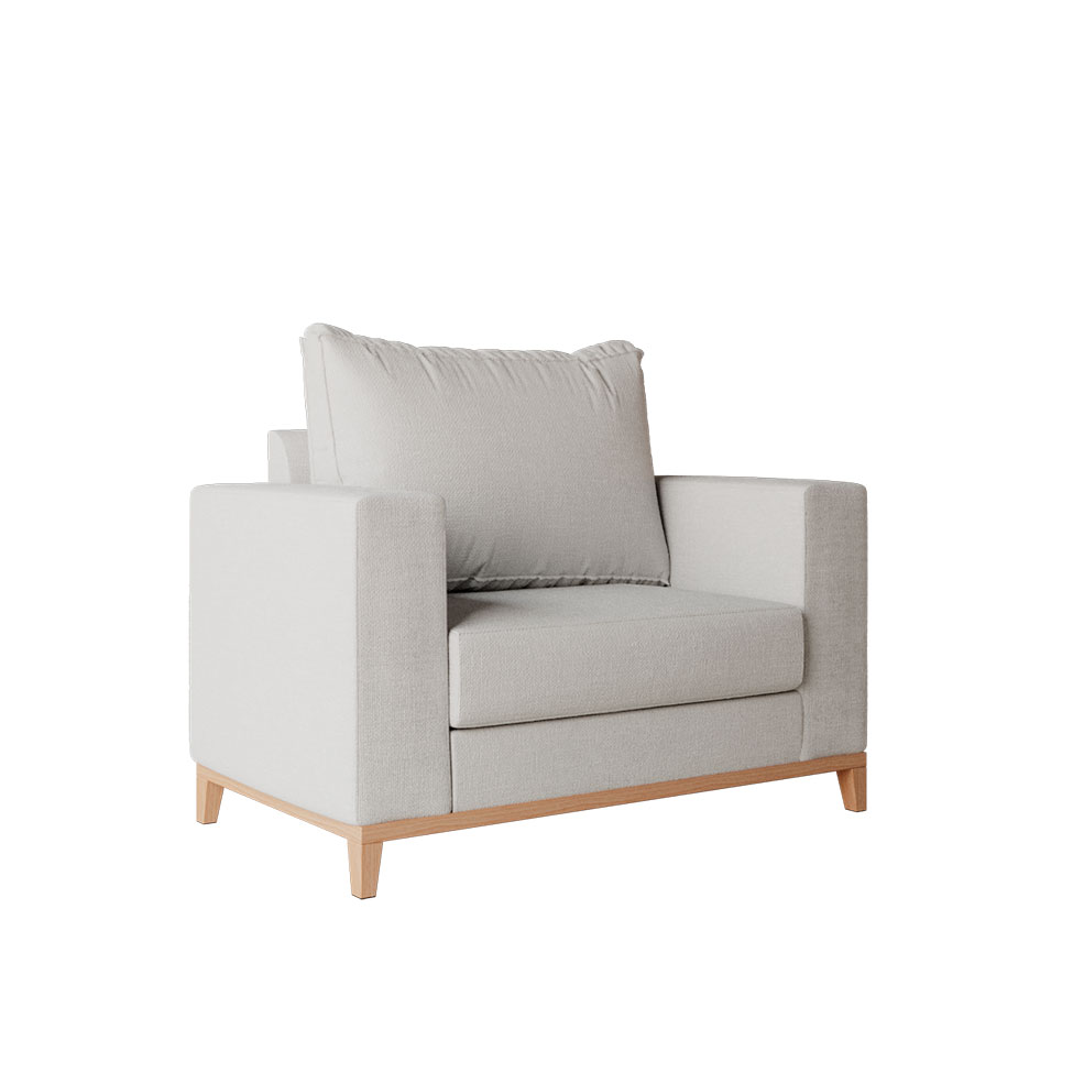 Poltrona Davos Base de Madeira Linho Cotton Cru
