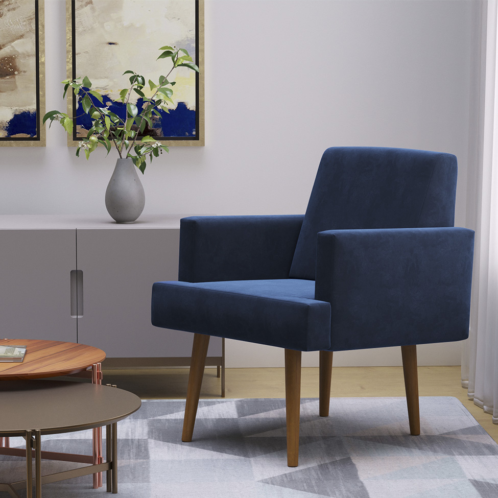 Poltrona Jasper Velosuede Azul Marinho