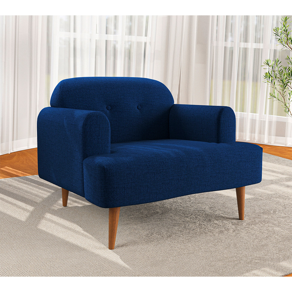 Poltrona Kiev Linho Azul Marinho