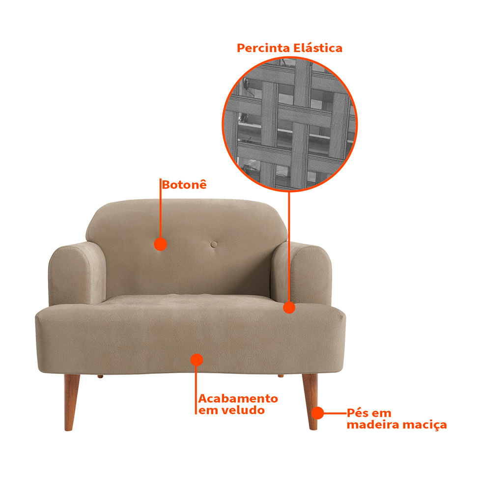 Poltrona Kiev Velosuede Bege