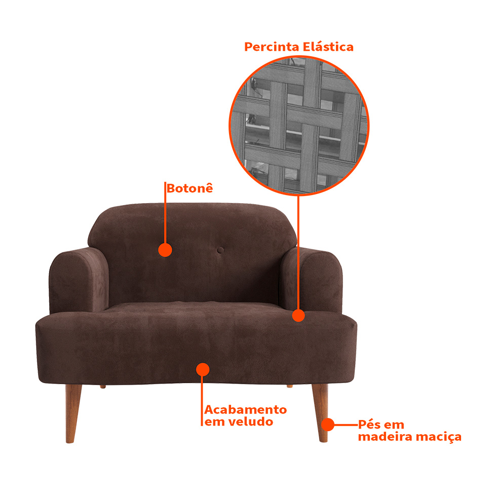 Poltrona Kiev Velosuede Marrom