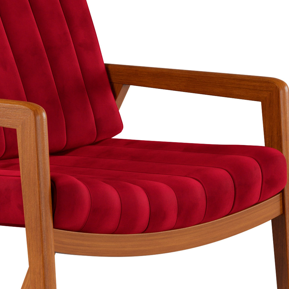 Poltrona Lang I Veludo Vermelho e Amêndoa