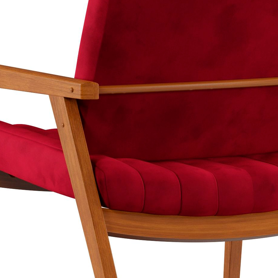 Poltrona Lang I Veludo Vermelho e Amêndoa
