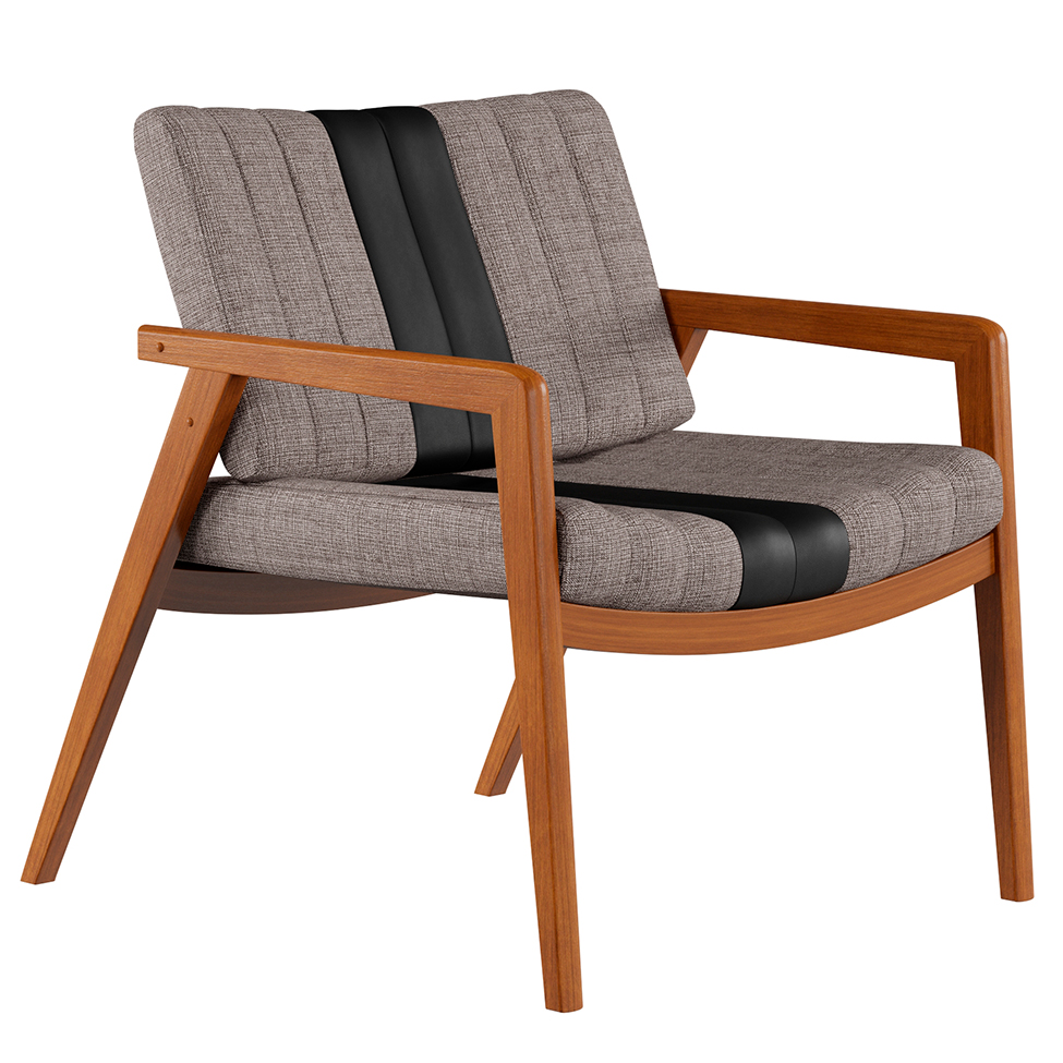 Poltrona Lang II Linho Cinza e Amêndoa