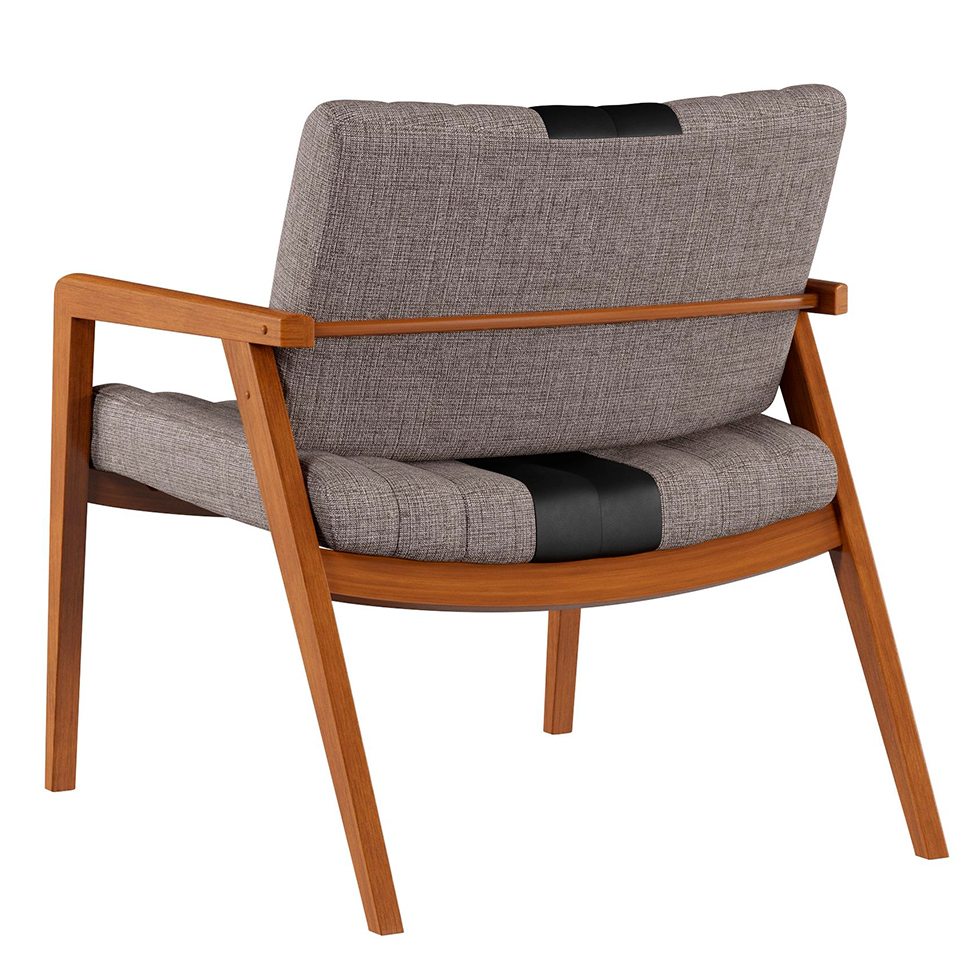 Poltrona Lang II Linho Cinza e Amêndoa