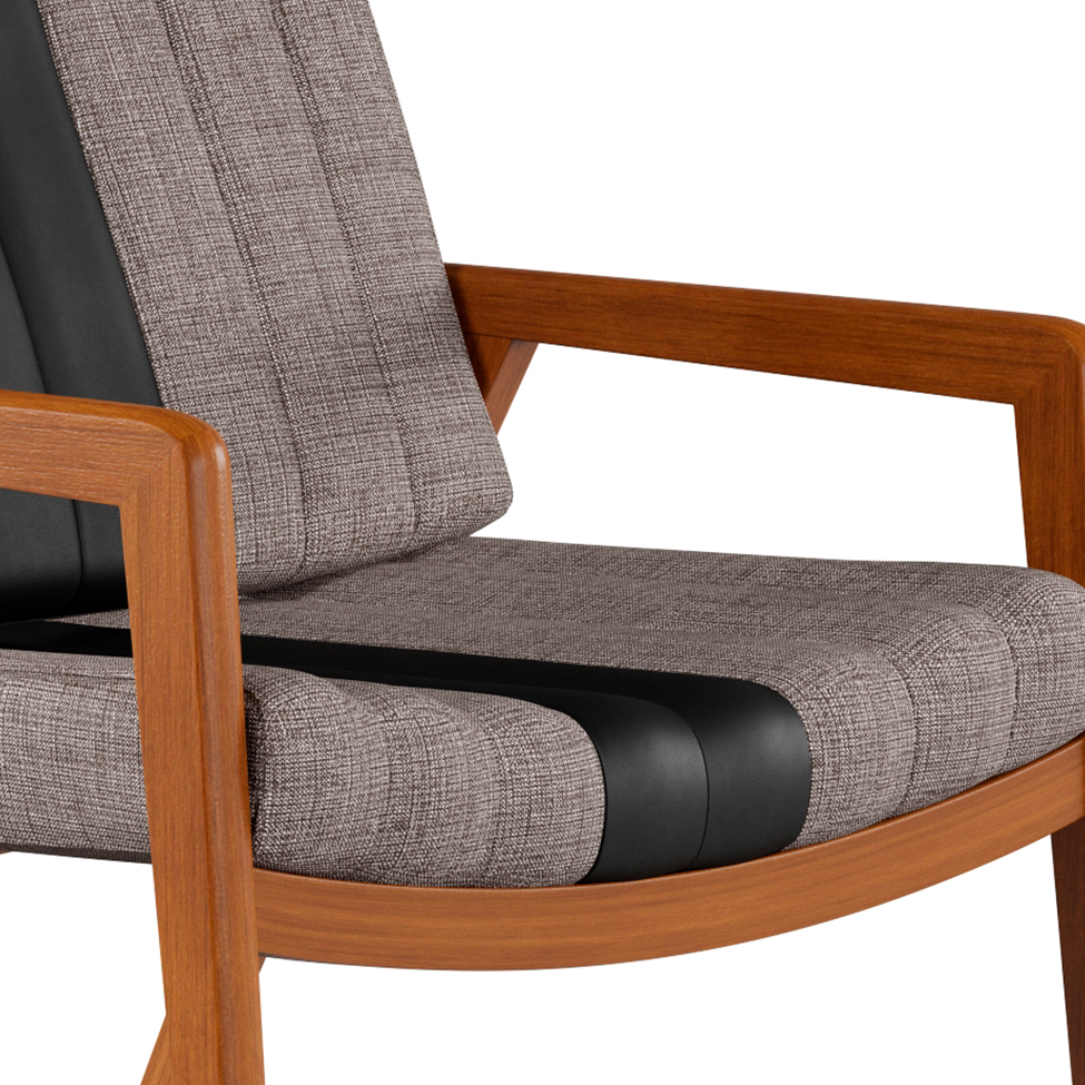 Poltrona Lang II Linho Cinza e Amêndoa