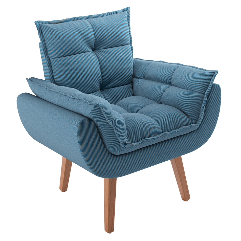 Poltrona Lidi Suede Azul Jeans