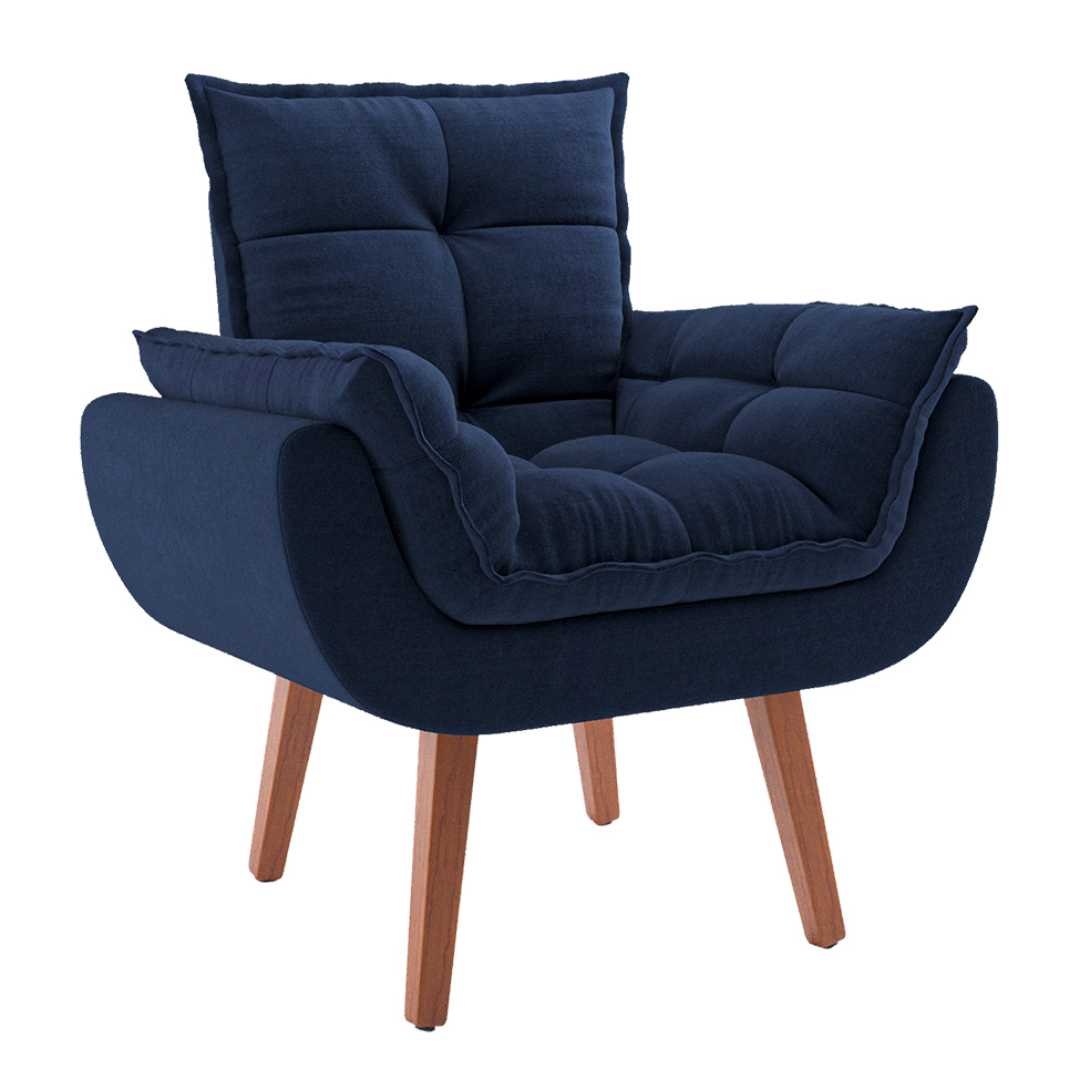 Poltrona Lidi Suede Azul Marinho