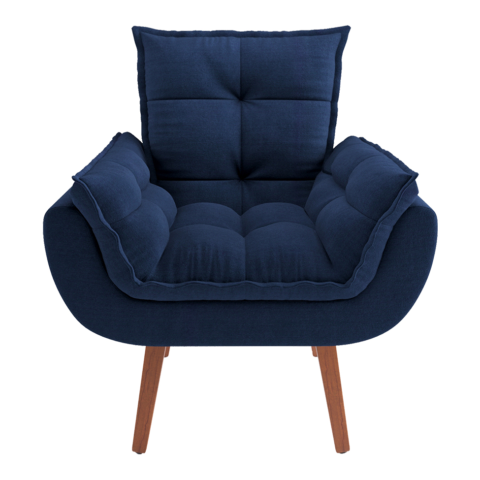 Poltrona Lidi Suede Azul Marinho