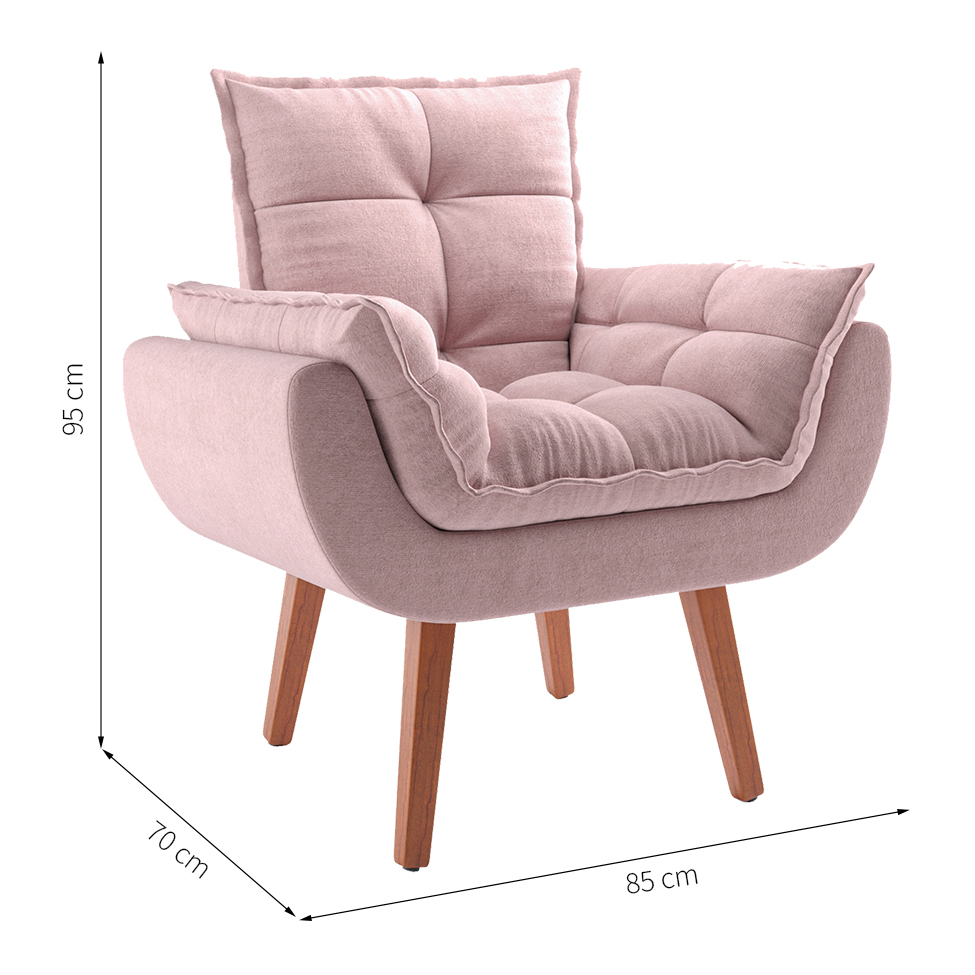 Poltrona Lidi Suede Rosa Claro