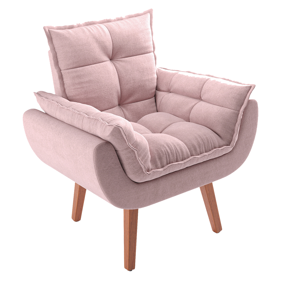 Poltrona Lidi Suede Rosa Claro