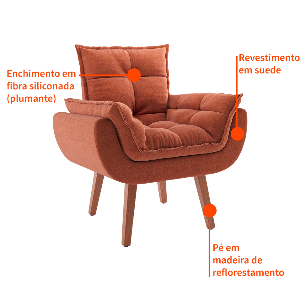 Poltrona Lidi Suede Terracota