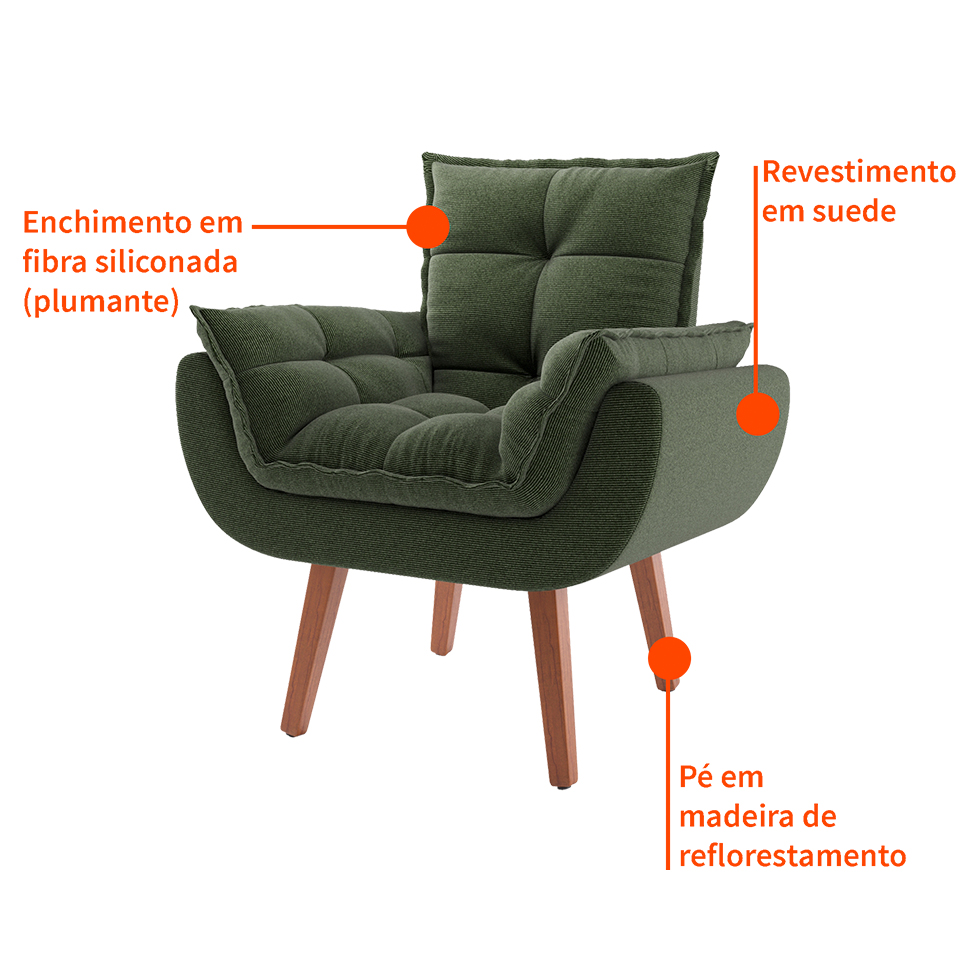 Poltrona Lidi Suede Verde