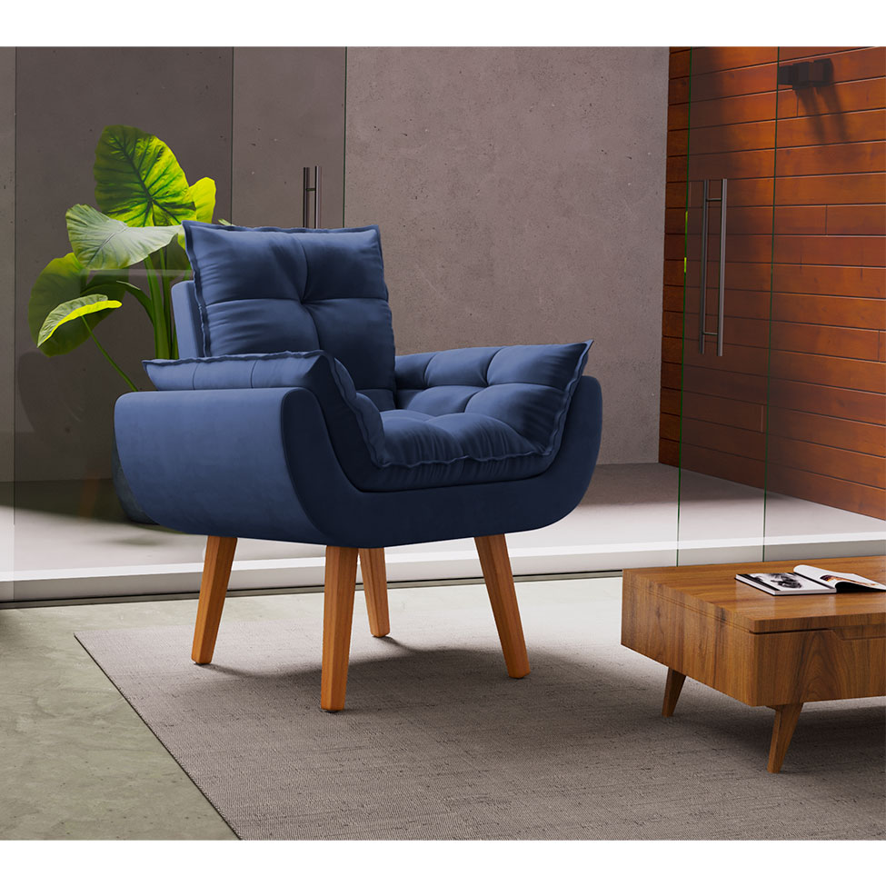 Poltrona Lidi Velosuede Azul Marinho