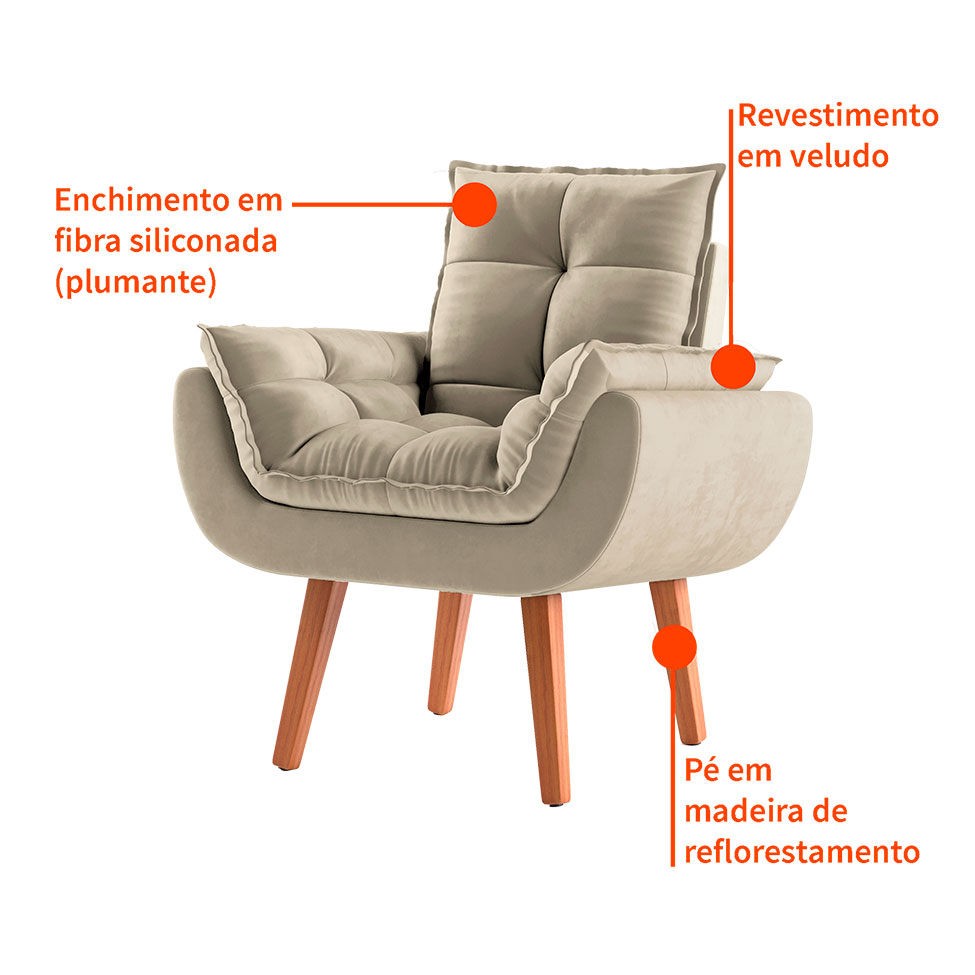Poltrona Lidi Velosuede Bege