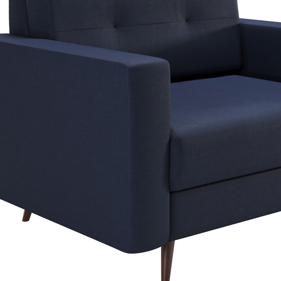 Poltrona Living Pé Palito Linho Cotton Azul Marinho