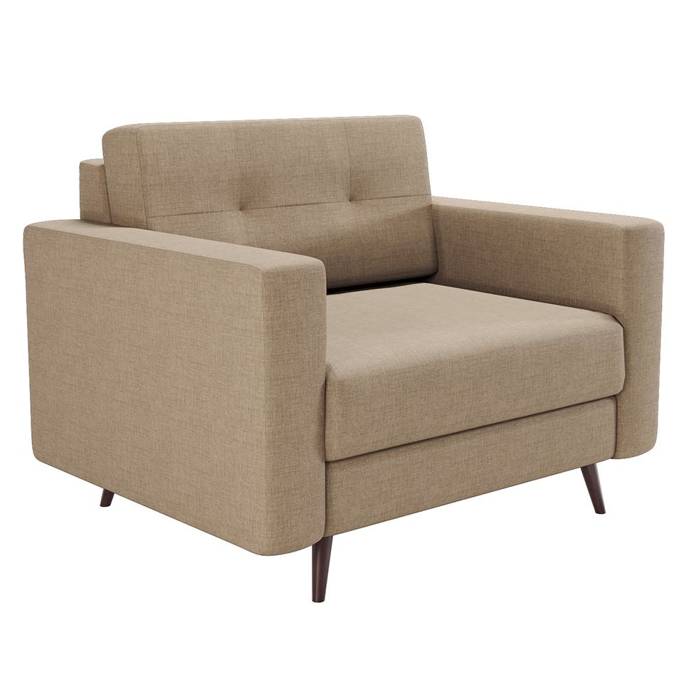 Poltrona Living Pé Palito Linho Cotton Bege
