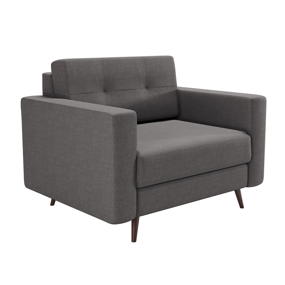 Poltrona Living Pé Palito Linho Cotton Cinza
