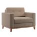 Poltrona Living Pés e Base em Madeira Linho Cotton Bege