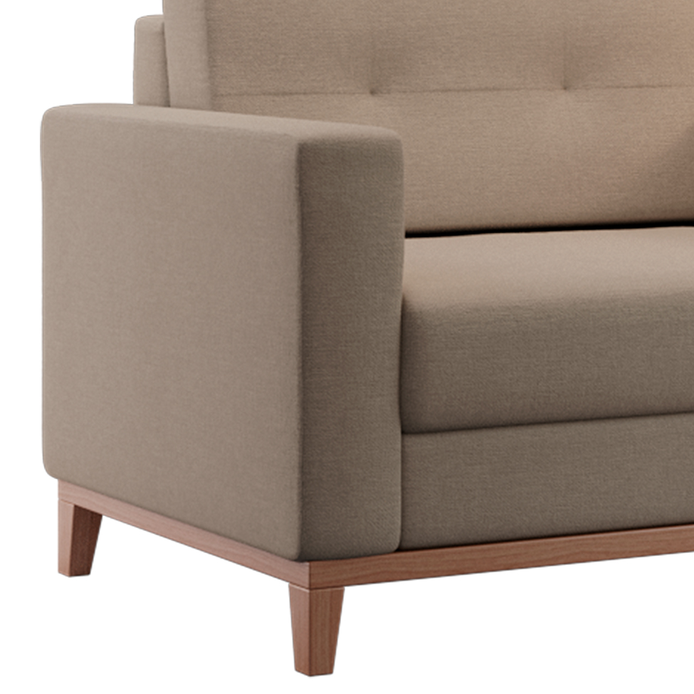 Poltrona Living Pés e Base em Madeira Linho Cotton Bege