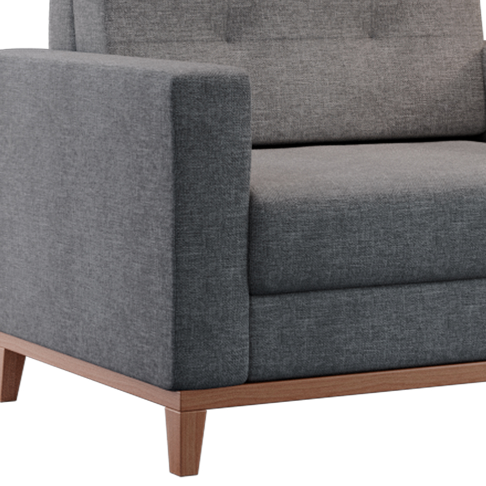 Poltrona Living Pés e Base em Madeira Linho Cotton Cinza
