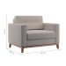 Poltrona Living Pés e Base em Madeira Linho Cotton Cru