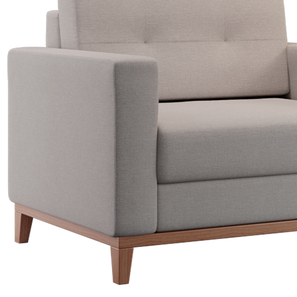Poltrona Living Pés e Base em Madeira Linho Cotton Cru