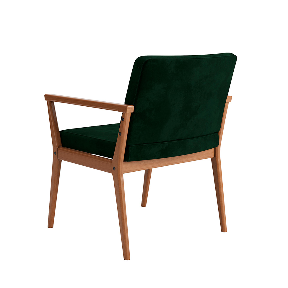 Poltrona Malibu Verde Musgo e Madeira