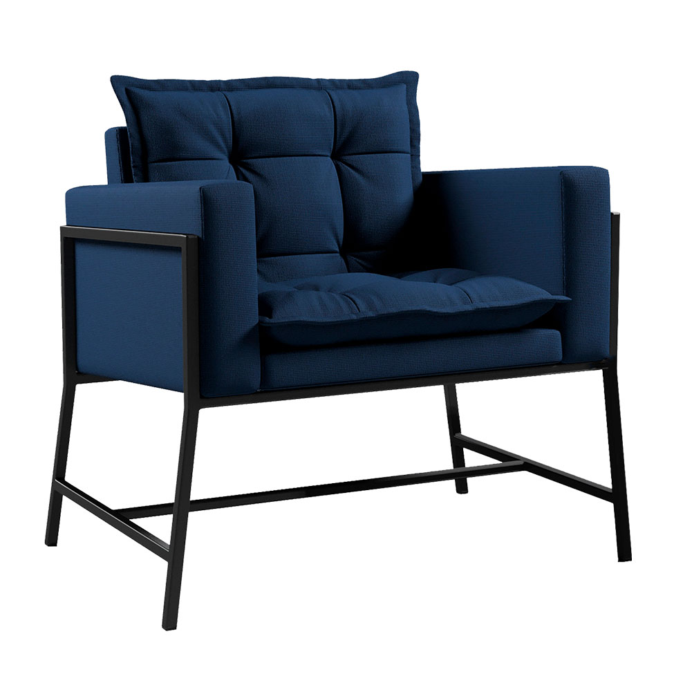 Poltrona Nixon Linho Azul Marinho