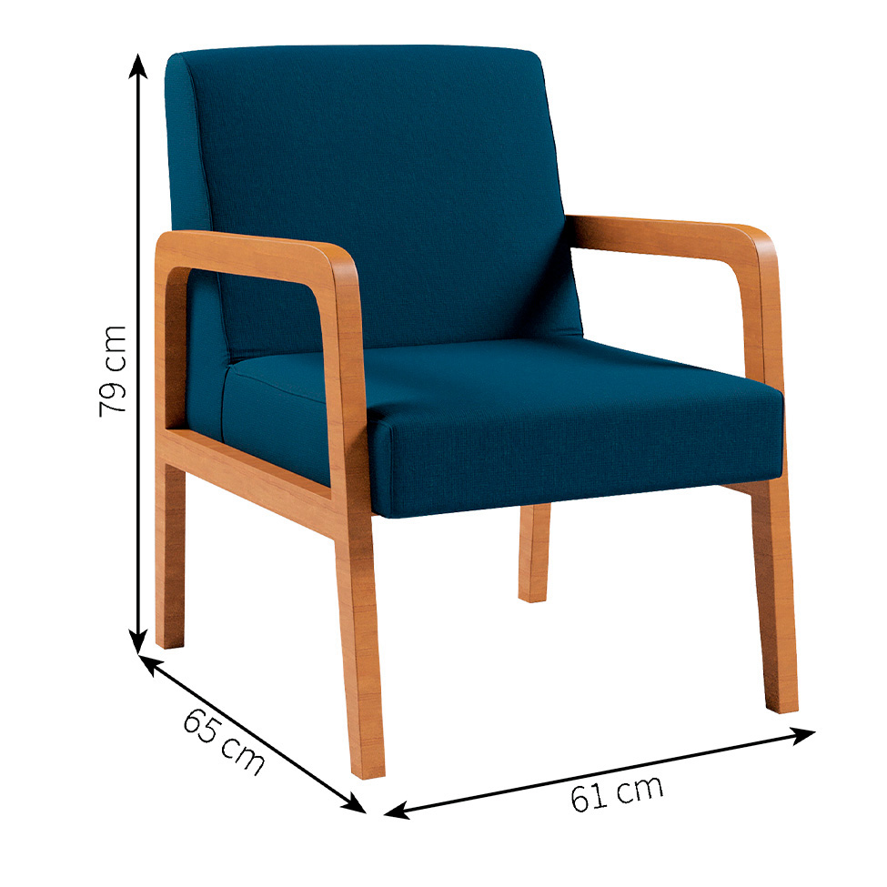 Poltrona Ottawa Linho Azul Marinho
