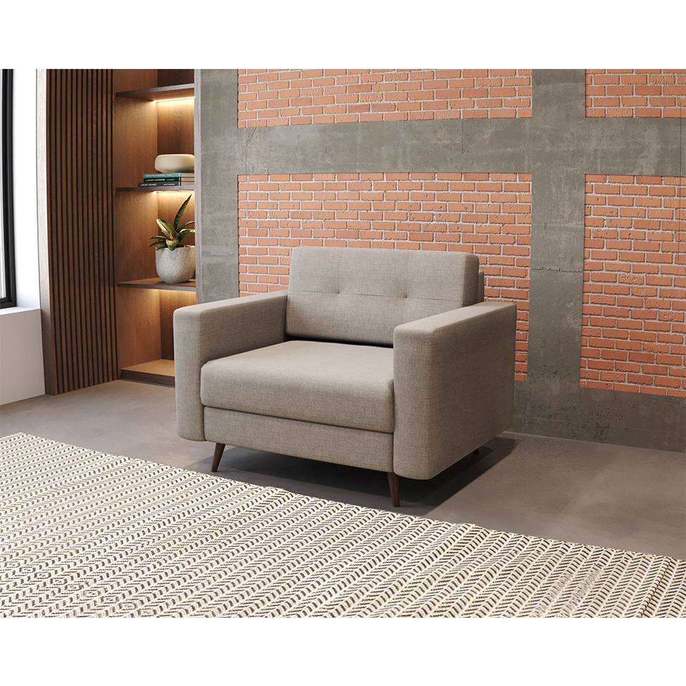 Poltrona Pé Palito Living Linho Cotton Cru