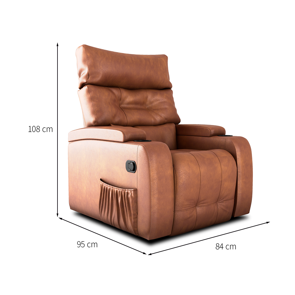 Poltrona Reclinável Commander Revestimento Sintético Whisky