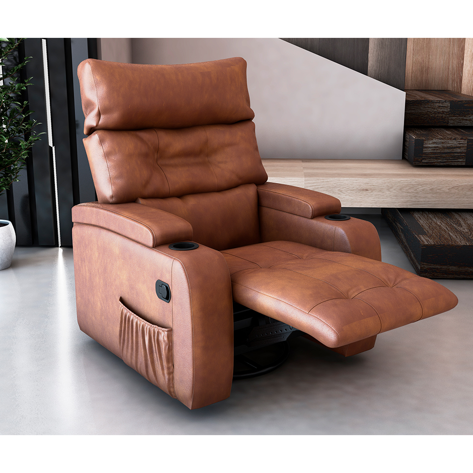 Poltrona Reclinável Commander Revestimento Sintético Whisky