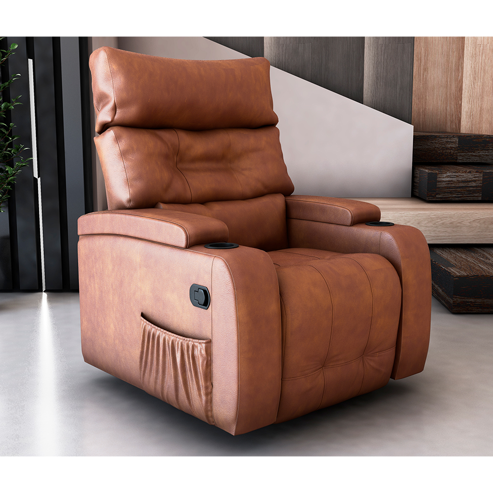 Poltrona Reclinável Commander Revestimento Sintético Whisky