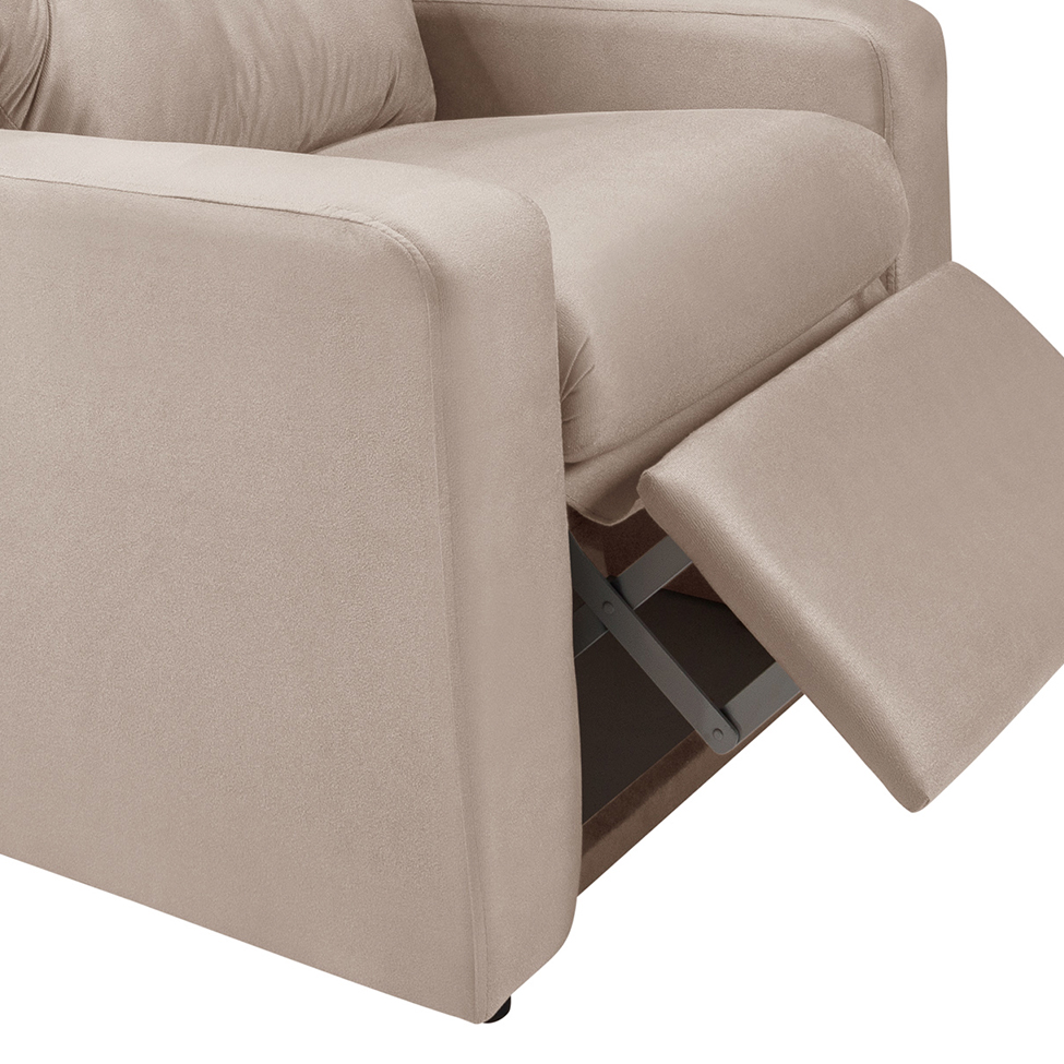 Poltrona Reclinável Paris Suede Areia