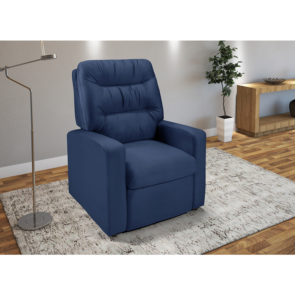 Poltrona Reclinável Paris Suede Azul