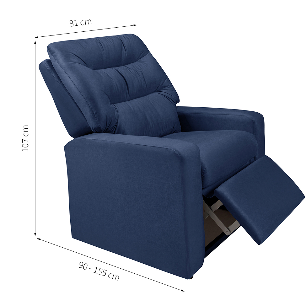 Poltrona Reclinável Paris Suede Azul