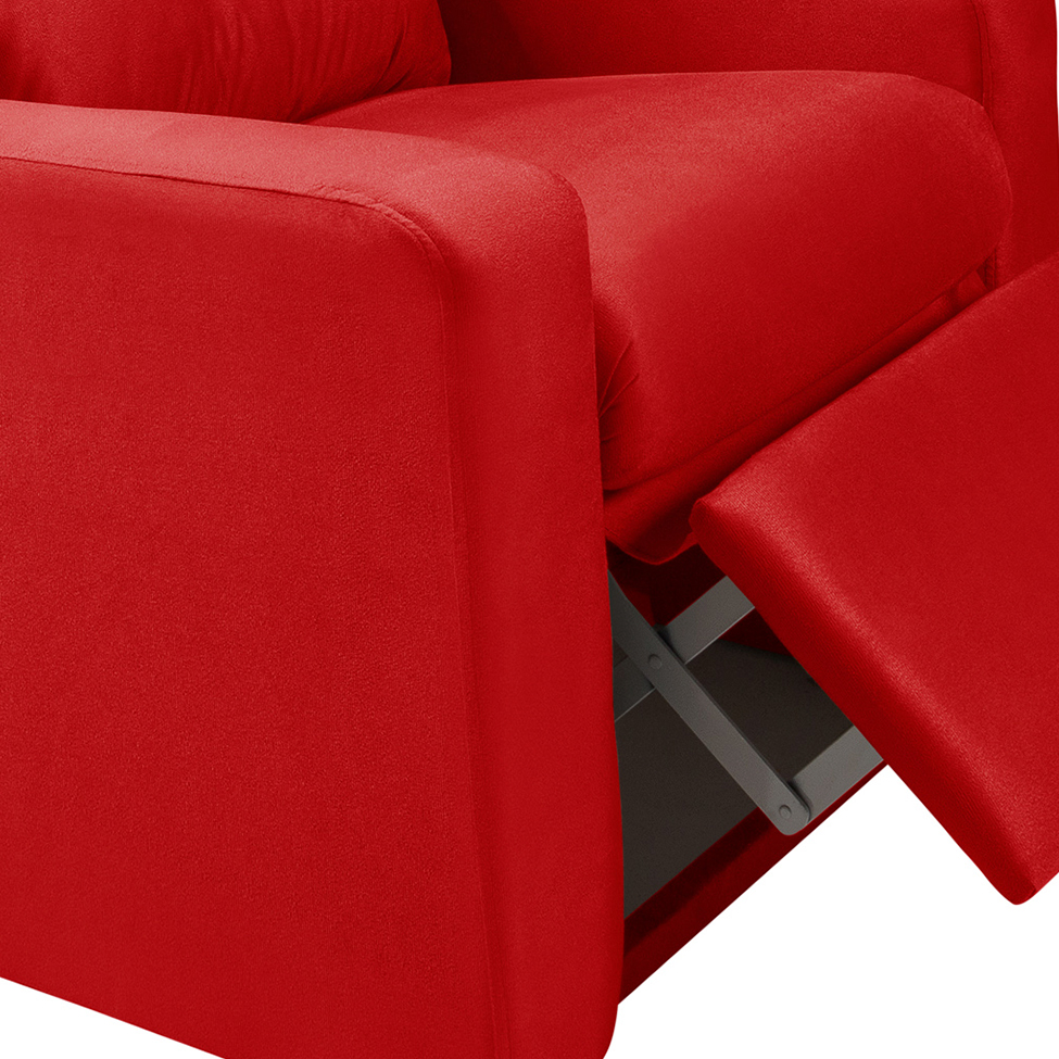 Poltrona Reclinável Paris Suede Vermelha