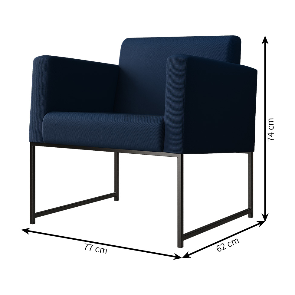 Poltrona Sara Suede Azul Marinho