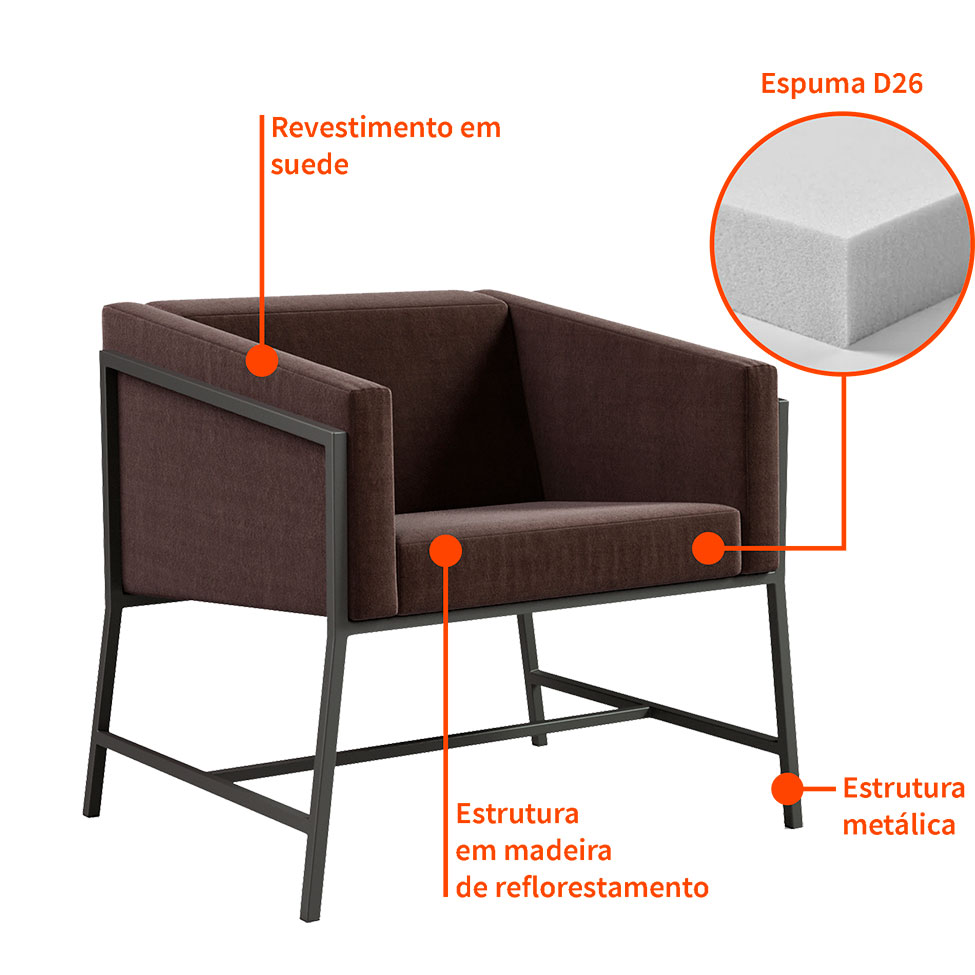 Poltrona Truman Suede Marrom