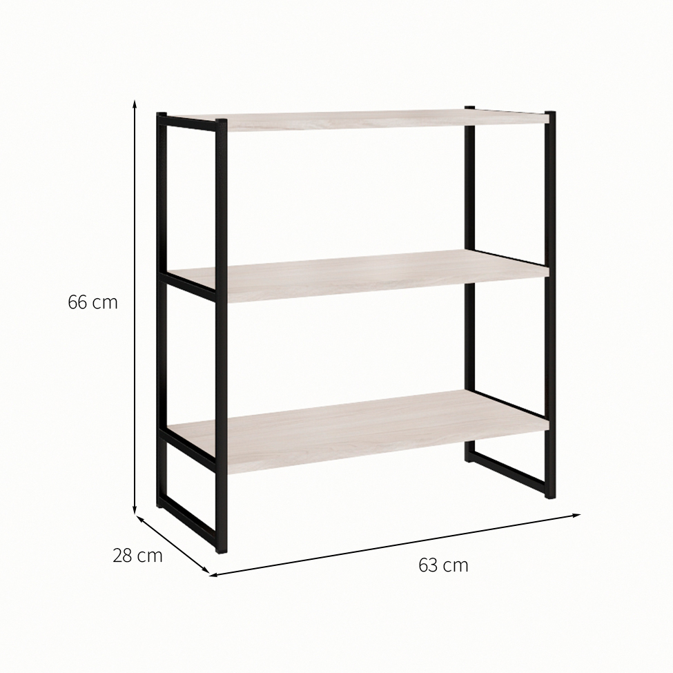 Prateleira Shelf Carvalho Berlin e Preta 66 cm