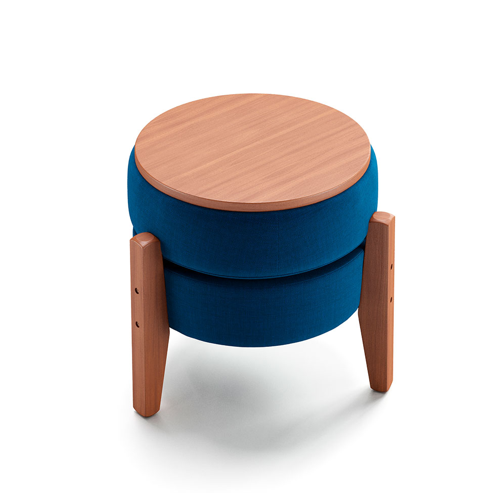 Puff Frapê Linho Azul Marinho 47 cm