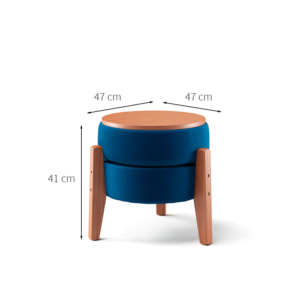Puff Frapê Linho Azul Marinho 47 cm