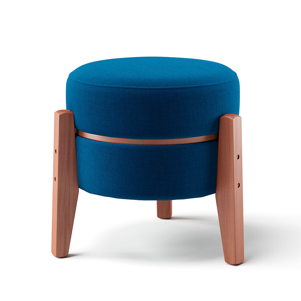Puff Frapê Linho Azul Marinho 47 cm