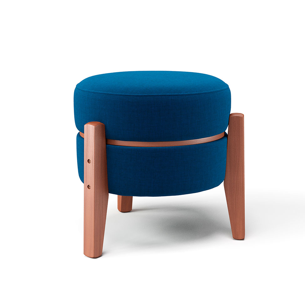 Puff Frapê Linho Azul Marinho 47 cm