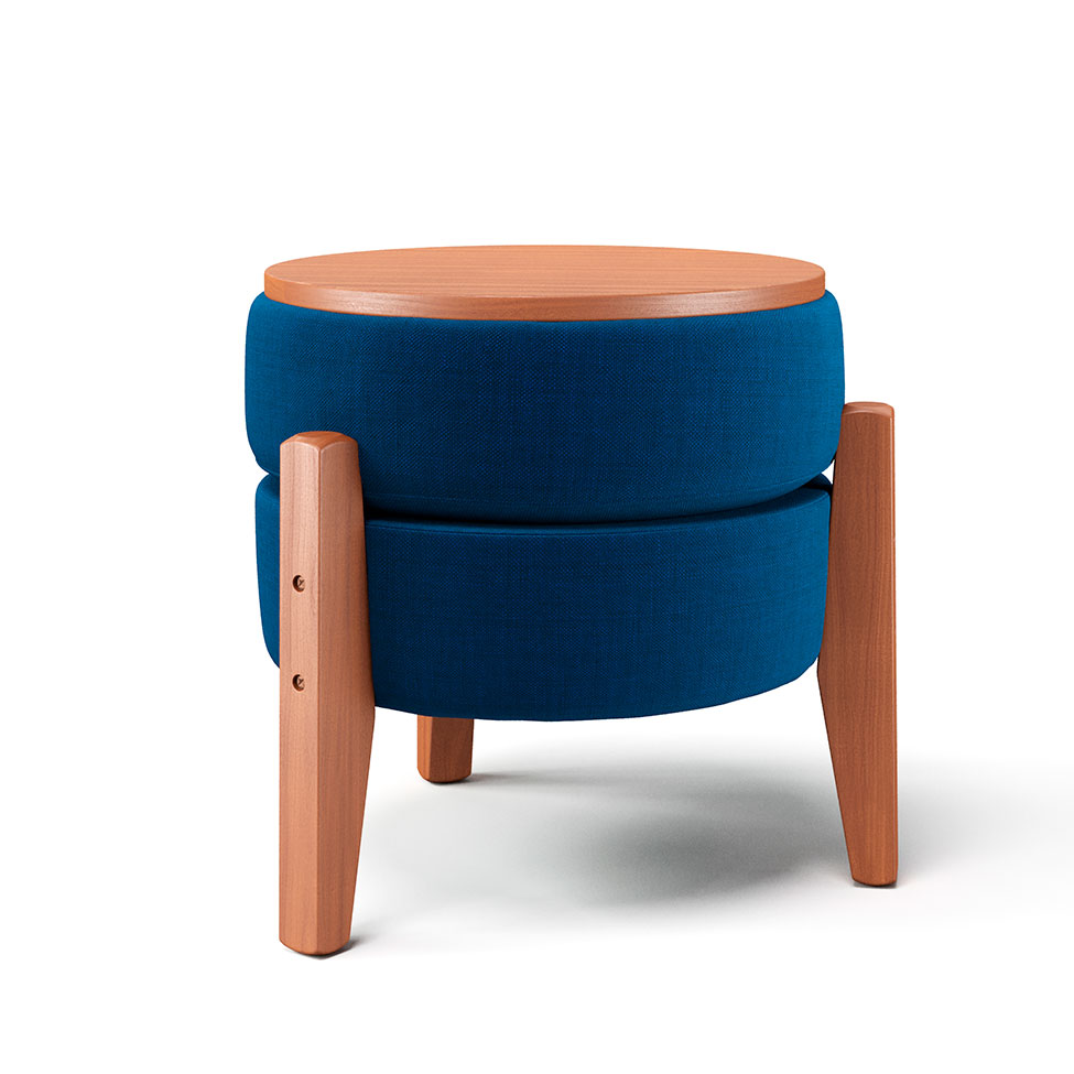 Puff Frapê Linho Azul Marinho 47 cm